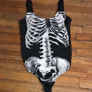 Skeleton body suit tank top